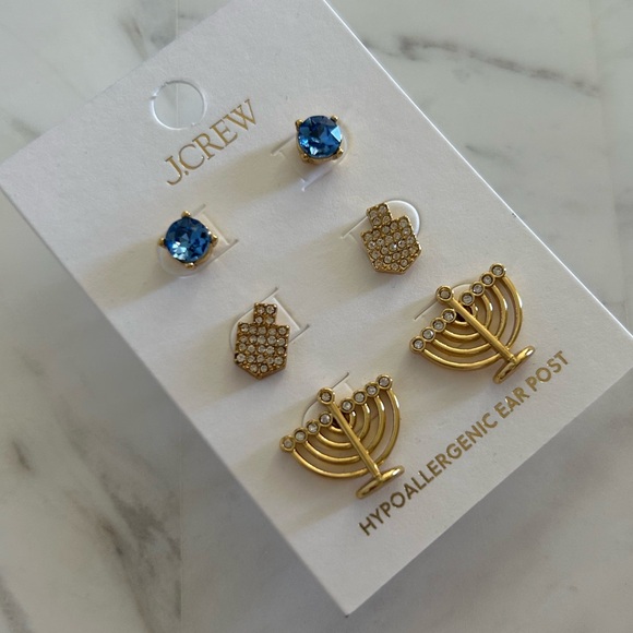NWT J. Crew Hanukkah Stud Earrings set-of-three - Picture 7 of 16